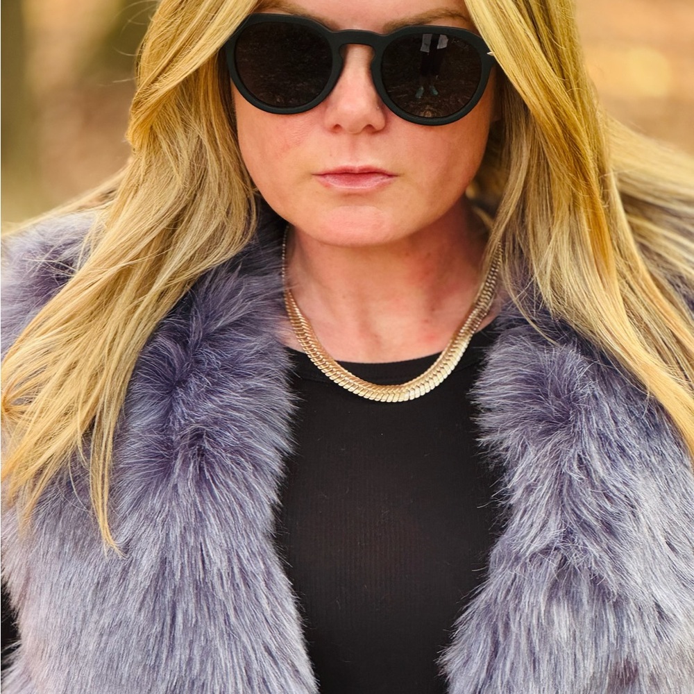 Elegant Periwinkle Grey Faux Fur Stole